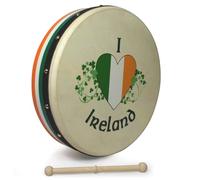 Irish Celtic Bodhran Drum18 Inch with Natural Goat Skin Head, Shamrock Design Starter Pack with Beater, Tutor DVD and Carry Case - Waltons