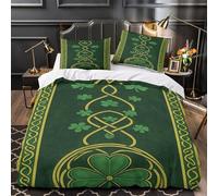 Irish Celtic design 3D Printed 3 Piece Set Bed Cover St. Patrick's themed art Duvet Cover Anti-Bacterial Microfiber Invisible Zipper Anti-Fungal for Kids Teens Super king（260x220cm）
