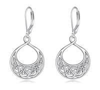 Irish Celtic Earrings Sterling Silver Teardrop Dangle Earrings Celtic Knot Jewellery Gifts for Women Girls (Irish celtic earrings)