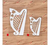 Irish Celtic Harp Ireland Shamrock Decal Vinyl Sticker - 2 Pack White, 10.2cm, 15.2cm - No Background for Car Boat Laptop Cup