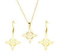 Irish Celtic Knot Necklace Witch's Knot Earring Set Nordic Minimalist Geometric Pendant Choker Amulet Good Luck Jewelry Set Woman Girl (Celtic set gold)