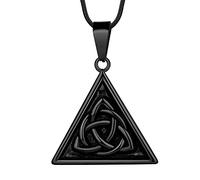 Irish Celtic Knot Necklaces - Triquetra Trinity Triangle Pendant Good Luck Irish Celtic Knot Triangle 316L Stainless Steel Gothic Black Gun Plated Amulet Protection Viking Norse Jewelry SP0105B