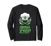 Irish Chef St Patricks Day Cooking Lucky Chef Shamrock Long Sleeve T-Shirt