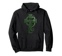 Irish Christian Celtic Cross with Dragon - Celtic Knot Pullover Hoodie