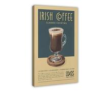 Irish Coffee Cocktail Print, Irish Coffee Cocktail Poster, Vintage Bar Print Art Wall Decor 20x30inch(50x75cm) Frame