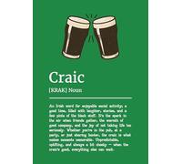 Irish Craic Definition Wall Art Print, ireland/Irish decor, Green Typography Poster. Size A4
