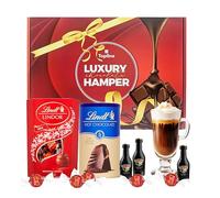 Irish Cream & Lindt Chocolates Hamper - Irresistibly Smooth Milk Chocolate Truffles 200g, Hot Chocolate 300g & 3 x 5cl Original Irish Cream Liqueur Miniatures. Gifts for Couples