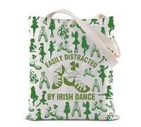 Irish Dancer Tote Bag Easily Distracted By Irish Dance Reusable Grocery Shopping Bag Irish Dance Lover Teacher Gift (By Irish Tote)