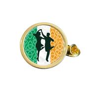 Irish Dancing Gold Plated Domed Lapel Pin Badge (N) in Bag
