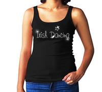 Irish Dancing Ladies Vest - Crystal Rhinestone Design - Dance - Disco - Fancy Dress - (Size 8 to 16) (8-10 Medium, Black)