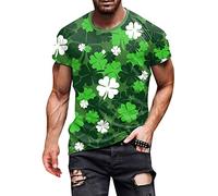 Irish Day St Patricks Day T-Shirt Men's Funny Leprechaun Costume Clover T-Shirts Lucky Shamrock 3D Print Graphic Prints Short Sleeve Tunic Tee Tops Casual Blouses St.Paddy's Day Tops Irish Outfits