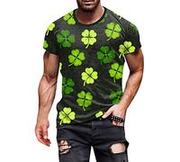 Irish Day St Patricks Day T-Shirt Men's Funny Leprechaun Costume Clover T-Shirts Lucky Shamrock 3D Print Graphic Prints Short Sleeve Tunic Tee Tops Casual Blouses St.Paddy's Day Tops Irish Outfits