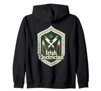 Irish Electrician Celtic Shield Emblem Gaelic Graphic Design Zip Hoodie