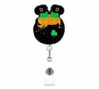 Irish Festival Badge Holder Retractable Badge Reel for Nurse Doctor Student Holder with Metal Clip Retractable