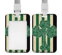 Irish Flag Badge Holder with Lanyard, Vertical ABS Plastic ID Card Holder Fashion Name Badge Holders Office ID Card Protector for Teacher Nurse Employee Security Staff