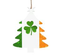 Irish Flag Christmas Tree Shape Wooden Christmas Ornaments,Hanging Decor for Christmas Tree Decoration
