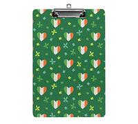 Irish Flag Clover Heart with St Patrick's Day A4 Size Clipboard Funny Aesthetic Working Studying Letter Standard Clip Board 12.5×8.5 in Hardboard for School Classroom Kids Writing Drawing