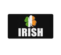 Irish Flag Clovers Desk Mat with Stitched Edge Non-Slip Rubber Base Mouse Pad Office Supplies 40X75cm