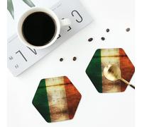 Irish Flag Coasters for Drinks 4 Pack Non-slip Leather Coasters Round cup mat for home Tabletop Decor 10 cm