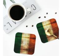 Irish Flag Coasters for Drinks 4 Pack Non-slip Leather Coasters Round cup mat for home Tabletop Decor 10 cm