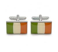Irish Flag Cufflinks for Men - Onyx Art CK117 Green White Orange Tricolour Cuff Links, Ireland Gift for Weddings and Formal Shirt