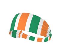 Irish Flag Elastic Exercise Headband, Fitness Exercise Yoga Cycling Headband, Outdoor Sports Elastic Sweat-Absorbing Headband,