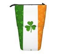 Irish Flag Expandable Stand Pencil Pouch, Multi-Design Oxford Fabric, Adjustable Height, Multi-Use Cosmetic Bag