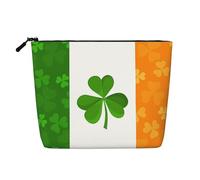 Irish Flag Fake Hemp Makeup Bag Large Capacity Travel Organizer for Business Trip and Daily Use