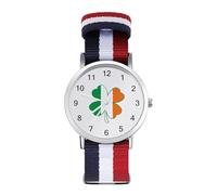 Irish Flag Four Leaf Clover Funny Wrist Watches for Men Women Casual Braided Strap Easy Reader for Work Workout