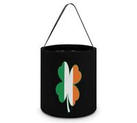 Irish Flag Four Leaf Clovers Halloween Trick Or Treat Bag Candy Tote Portable Reusable Goody Bucket Gift Pumpkin Party Favors