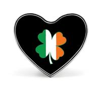 Irish Flag Four Leaf Clovers Heart Badge Pin Metal Reel Pins Memorial Brooch Button Lapel Pins for Backpack Wedding