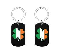 Irish Flag Four Leaf Clovers Metal Keychain With Keyring 1PC Car Key Chain Gifts for Bag Wallet Keys Luggage Ornament Pendant