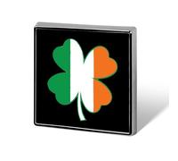 Irish Flag Four Leaf Clovers Square Badge Pin Metal Memorial Brooch Button Lapel Pins for Backpack Wedding