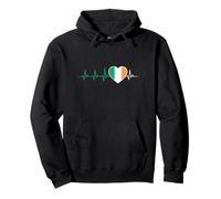 Irish Flag Heartbeat Ireland ECG Paddy Irishwoman Irishman Pullover Hoodie