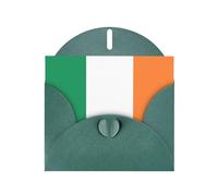 Irish Flag Horizontal Holiday Card With Dark Green Heart Shaped Envelope And Write Various Holiday Greetings