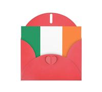 Irish Flag Horizontal Holiday Card With Red Heart Shaped Envelope And Write Various Holiday Greetings