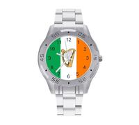 Irish Flag Ireland Harp Simple Mens Watches Casual Silver Quartz Dress Wrist Watch Easy to Read