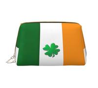 Irish Flag Leather Hand-Held Zipper Makeup Bag Cute Make Up Case Large Wide-Open Pouch Pen Case
