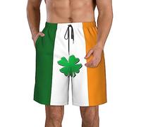 Irish Flag Mens Swim Trunks Quick Dry Beach Shorts for Men Bathing Suits Beach Wear Mens Swim Shorts with Liner White