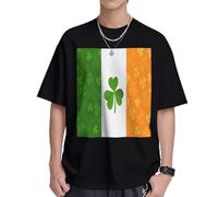 Irish Flag Mens T-Shirts & Womens T-Shirts, White and Black Graphic Tees for Men and Women, Soft and Breathable