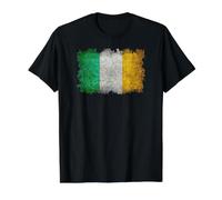Irish Flag of Ireland with Distressed Style Value Graphic T-Shirt, Men, Black, S