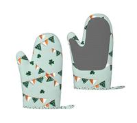 Irish Flag Party Printed Thickened Insulated Oven Gloves, Suitable For Various Cooking Scenarios