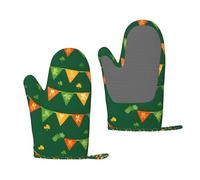 Irish Flag Party Printed Thickened Insulated Oven Gloves, Suitable For Various Cooking Scenarios