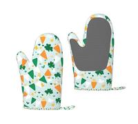 Irish Flag Party Printed Thickened Insulated Oven Gloves, Suitable For Various Cooking Scenarios
