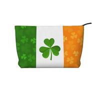 Irish Flag Pattern Large Capacity Corduroy Cosmetic Bag, Fashionable Waterproof toiletries Storage Bag