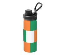 Irish flag Patterned 18oz travel mug, portable water bottle, essential for hiking, office commuting, and gym use.