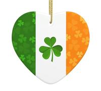 Irish Flag Patterned Ceramic Pendant, Heart-Shaped Charm, Suitable Tags and Home Party Decorations.