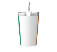 Irish Flag Patterned conical Straw Thermos Cup, Insulated Straw Cup, Perfect for Gym use or Taking with You