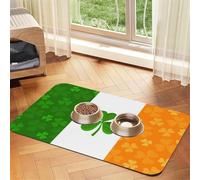 irish flag Patterned Pet Feeding Mat with Water-Absorbing PU Top & Rubber Base - Anti-Slip Dog Cat Food Mat for Cats, Dogs & Pets, 40x60cm