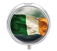 Irish Flag Pill Box 3 Compartment Small Pill Case Portable Pill Box for Pocket Or Purse Round Metal Pill Box Cute Medicine Organizer Holder to Hold Vitamins Medication